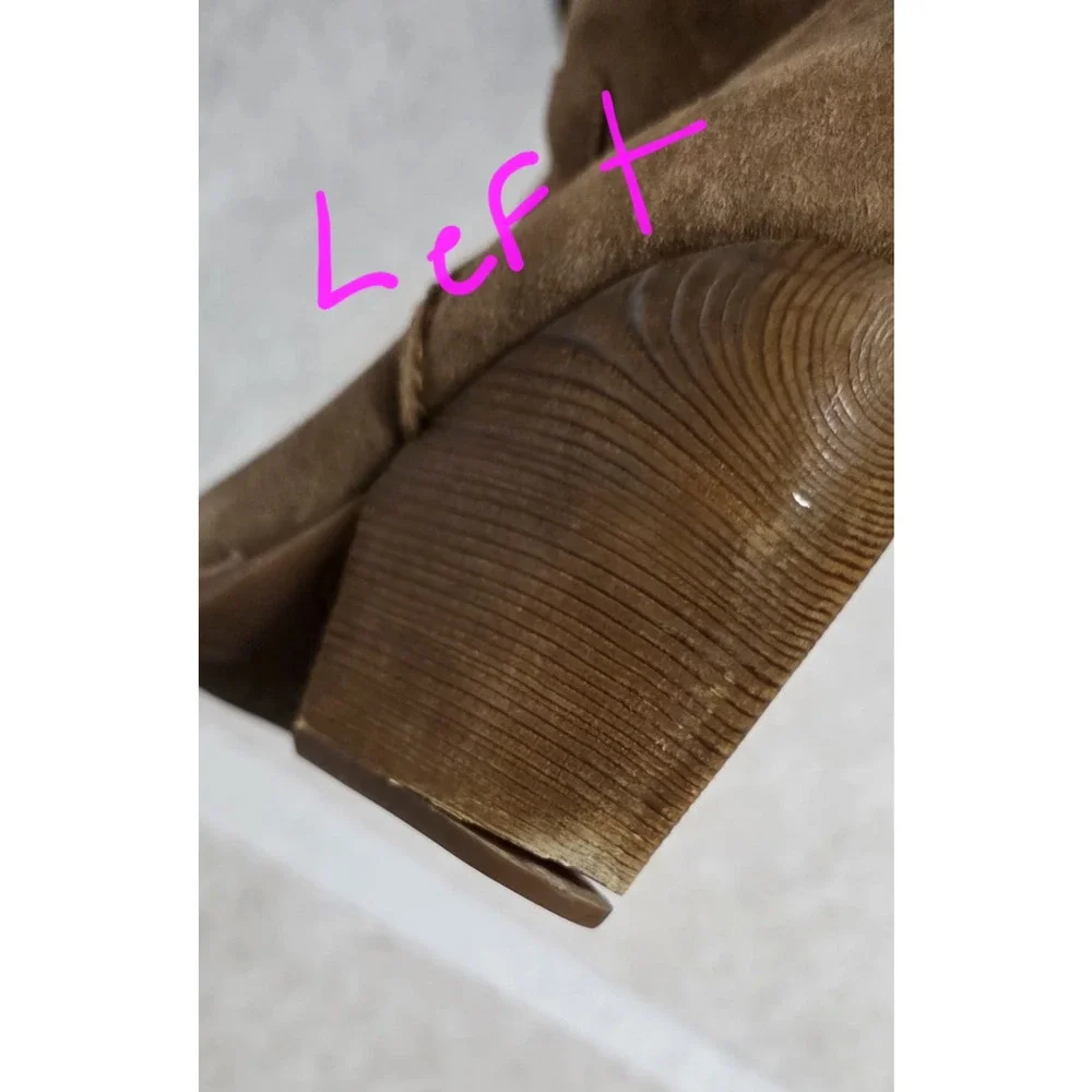 Kork-Ease Camber Suede Ankle Boots Brown Wood Stacked Heel Women's 6.5 M